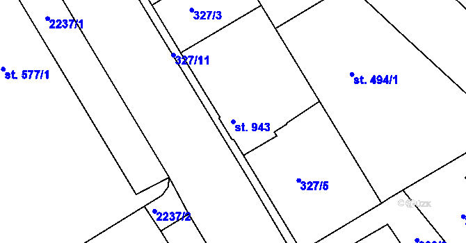 Parcela st. 943 v KÚ Čáslav, Katastrální mapa