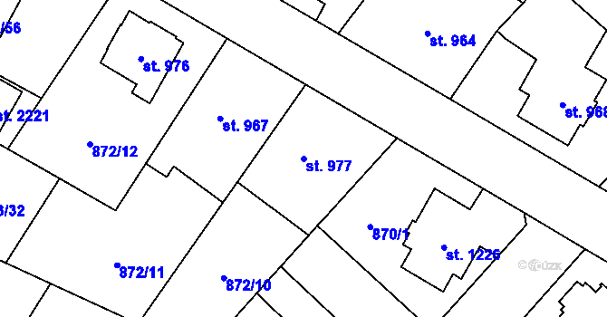Parcela st. 977 v KÚ Čáslav, Katastrální mapa