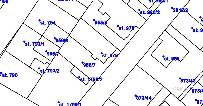 Parcela st. 978 v KÚ Čáslav, Katastrální mapa