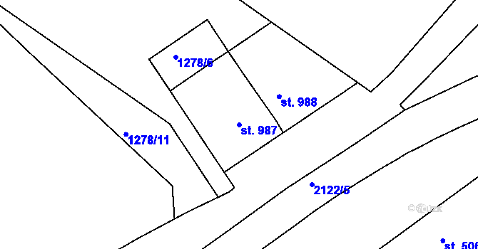 Parcela st. 987 v KÚ Čáslav, Katastrální mapa