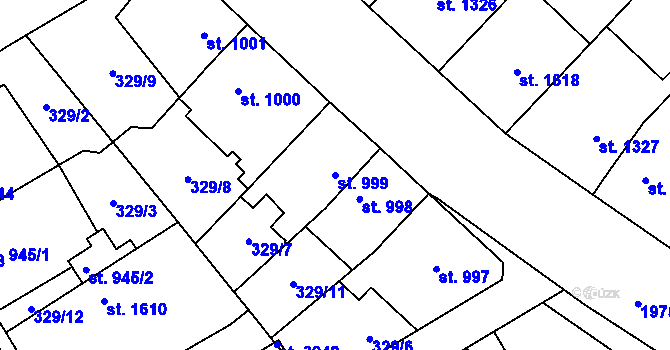 Parcela st. 999 v KÚ Čáslav, Katastrální mapa