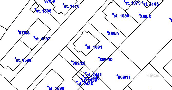 Parcela st. 1081 v KÚ Čáslav, Katastrální mapa