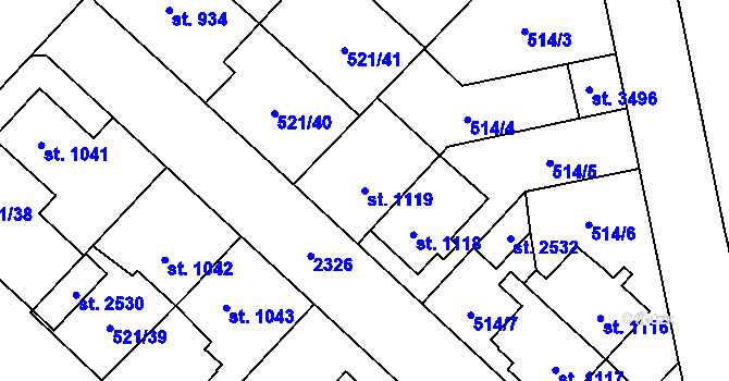 Parcela st. 1119 v KÚ Čáslav, Katastrální mapa