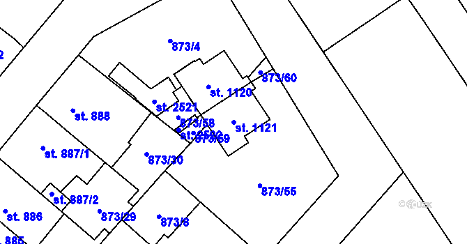 Parcela st. 1121 v KÚ Čáslav, Katastrální mapa