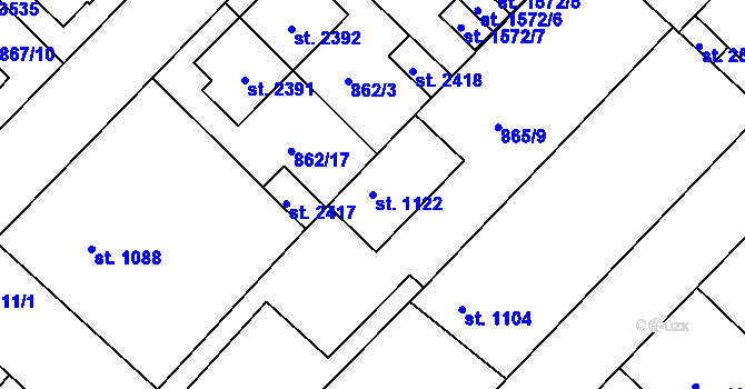 Parcela st. 1122 v KÚ Čáslav, Katastrální mapa