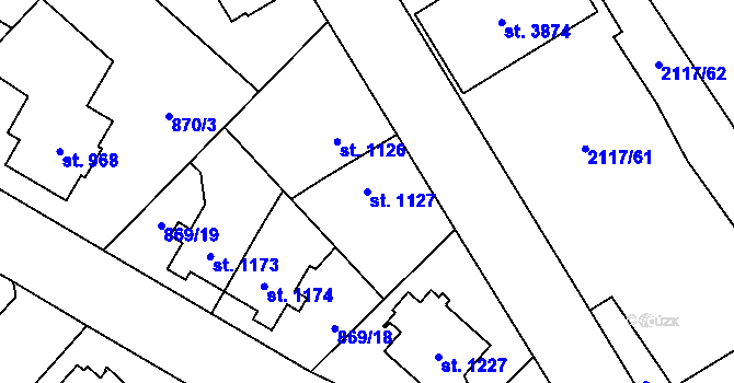 Parcela st. 1127 v KÚ Čáslav, Katastrální mapa