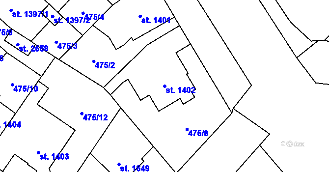 Parcela st. 1402 v KÚ Čáslav, Katastrální mapa