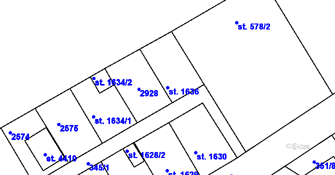 Parcela st. 1636 v KÚ Čáslav, Katastrální mapa