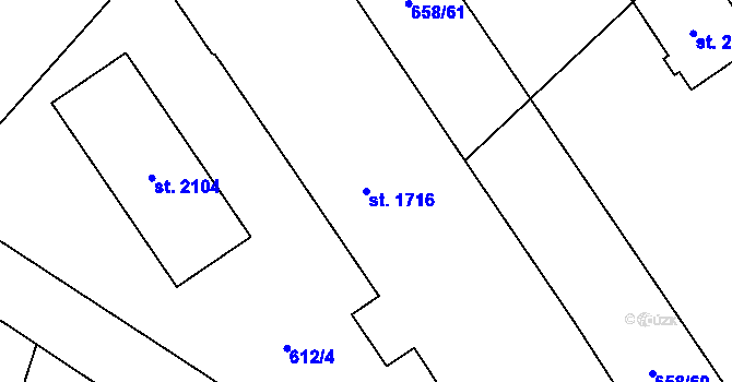 Parcela st. 1716 v KÚ Čáslav, Katastrální mapa