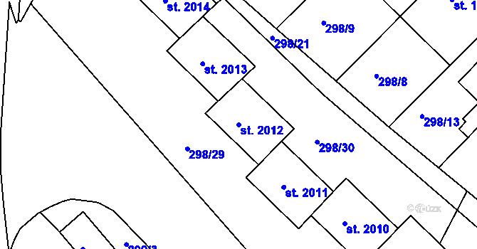 Parcela st. 2012 v KÚ Čáslav, Katastrální mapa