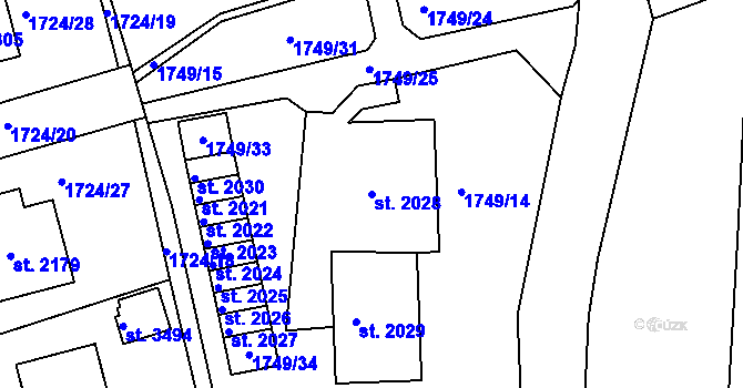 Parcela st. 2028 v KÚ Čáslav, Katastrální mapa