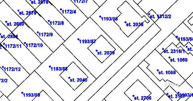 Parcela st. 2039 v KÚ Čáslav, Katastrální mapa