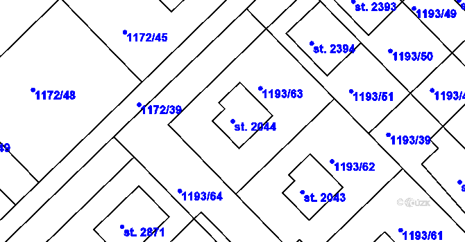 Parcela st. 2044 v KÚ Čáslav, Katastrální mapa
