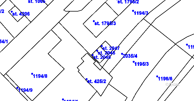 Parcela st. 2046 v KÚ Čáslav, Katastrální mapa