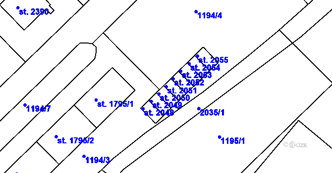Parcela st. 2051 v KÚ Čáslav, Katastrální mapa