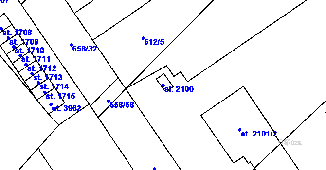 Parcela st. 2100 v KÚ Čáslav, Katastrální mapa