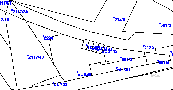Parcela st. 2115 v KÚ Čáslav, Katastrální mapa