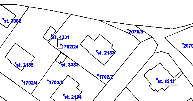 Parcela st. 2133 v KÚ Čáslav, Katastrální mapa