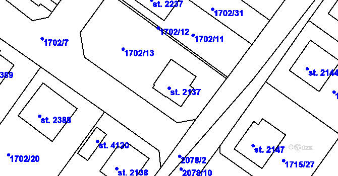 Parcela st. 2137 v KÚ Čáslav, Katastrální mapa