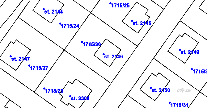 Parcela st. 2146 v KÚ Čáslav, Katastrální mapa