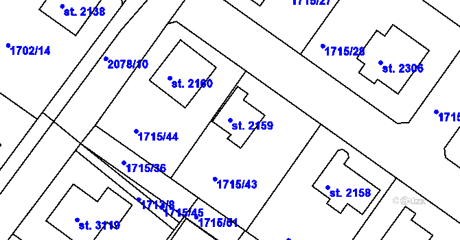 Parcela st. 2159 v KÚ Čáslav, Katastrální mapa