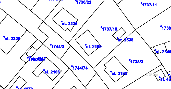 Parcela st. 2189 v KÚ Čáslav, Katastrální mapa
