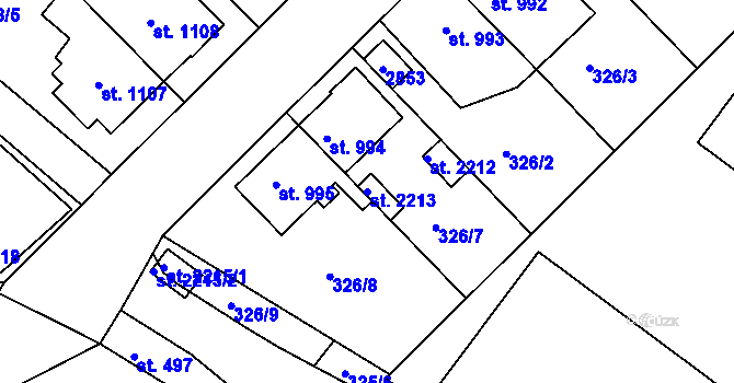 Parcela st. 2213 v KÚ Čáslav, Katastrální mapa