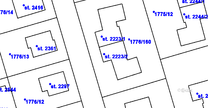 Parcela st. 2223/2 v KÚ Čáslav, Katastrální mapa