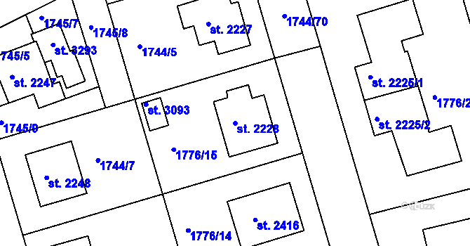 Parcela st. 2228 v KÚ Čáslav, Katastrální mapa