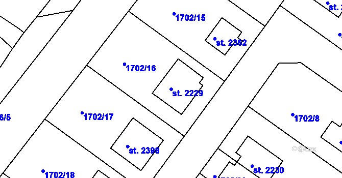 Parcela st. 2229 v KÚ Čáslav, Katastrální mapa