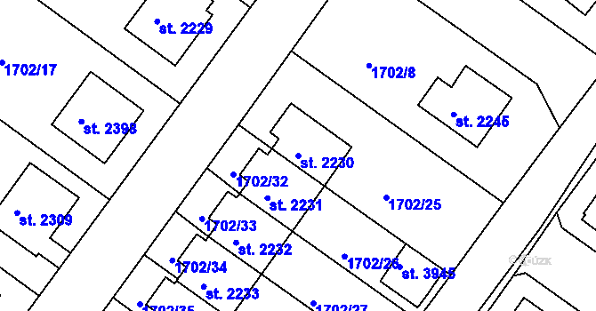 Parcela st. 2230 v KÚ Čáslav, Katastrální mapa