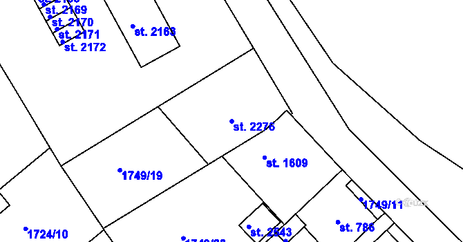 Parcela st. 2276 v KÚ Čáslav, Katastrální mapa