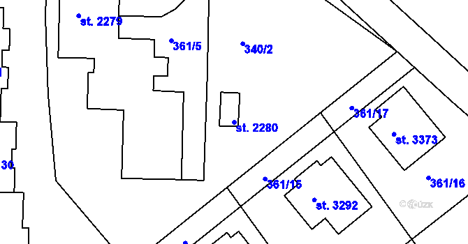 Parcela st. 2280 v KÚ Čáslav, Katastrální mapa