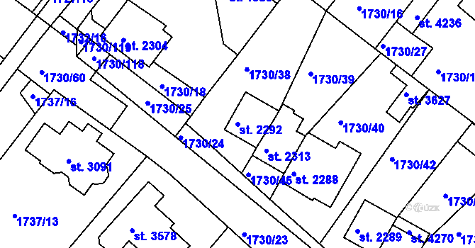 Parcela st. 2292 v KÚ Čáslav, Katastrální mapa