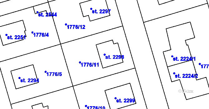 Parcela st. 2298 v KÚ Čáslav, Katastrální mapa