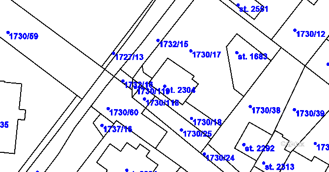 Parcela st. 2304 v KÚ Čáslav, Katastrální mapa