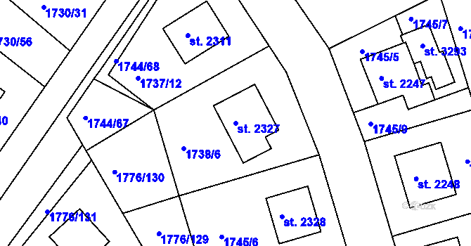 Parcela st. 2327 v KÚ Čáslav, Katastrální mapa