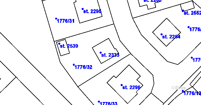 Parcela st. 2333 v KÚ Čáslav, Katastrální mapa