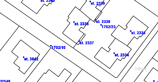 Parcela st. 2337 v KÚ Čáslav, Katastrální mapa