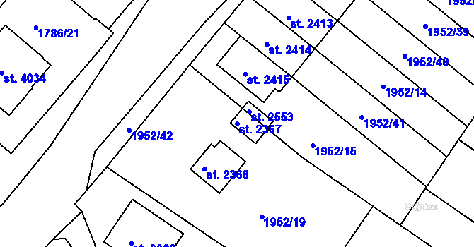 Parcela st. 2367 v KÚ Čáslav, Katastrální mapa