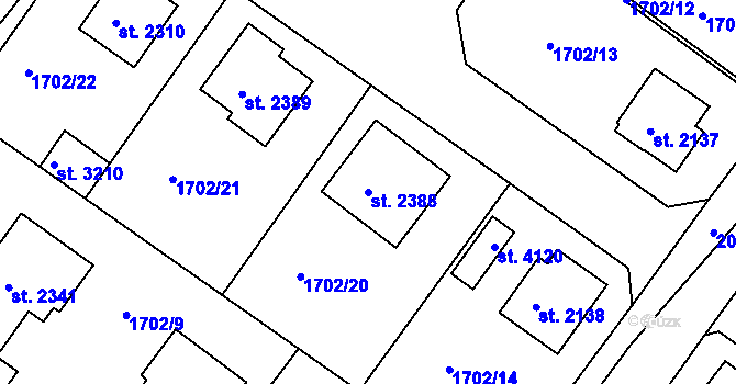Parcela st. 2388 v KÚ Čáslav, Katastrální mapa