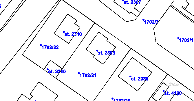 Parcela st. 2389 v KÚ Čáslav, Katastrální mapa