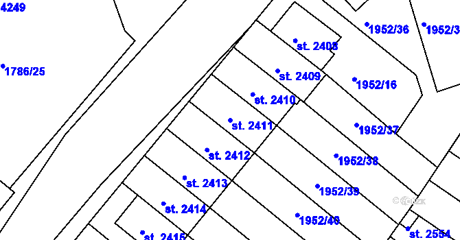 Parcela st. 2411 v KÚ Čáslav, Katastrální mapa