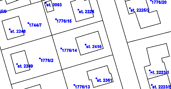 Parcela st. 2416 v KÚ Čáslav, Katastrální mapa
