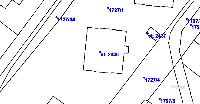 Parcela st. 2436 v KÚ Čáslav, Katastrální mapa