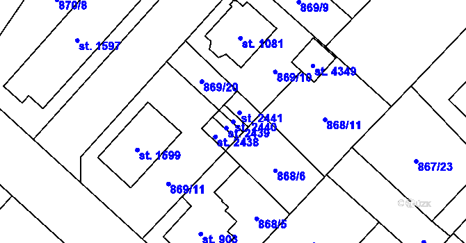 Parcela st. 2440 v KÚ Čáslav, Katastrální mapa