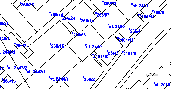 Parcela st. 2449 v KÚ Čáslav, Katastrální mapa