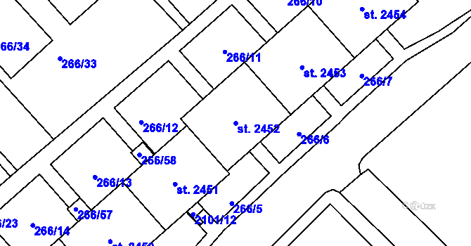Parcela st. 2452 v KÚ Čáslav, Katastrální mapa