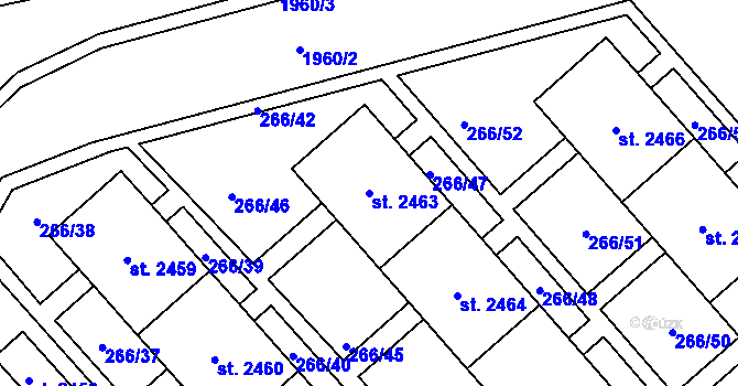 Parcela st. 2463 v KÚ Čáslav, Katastrální mapa