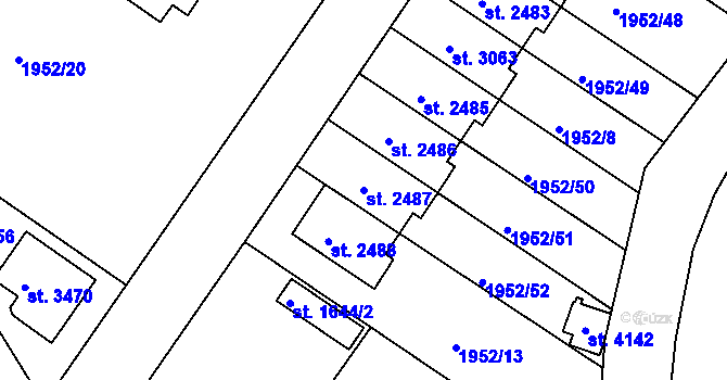 Parcela st. 2487 v KÚ Čáslav, Katastrální mapa